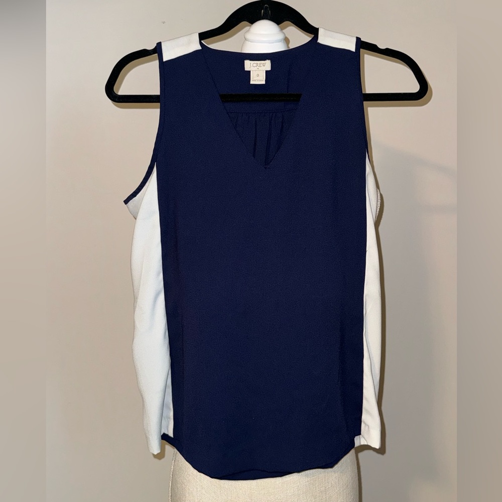 JCrew Navy and cream top